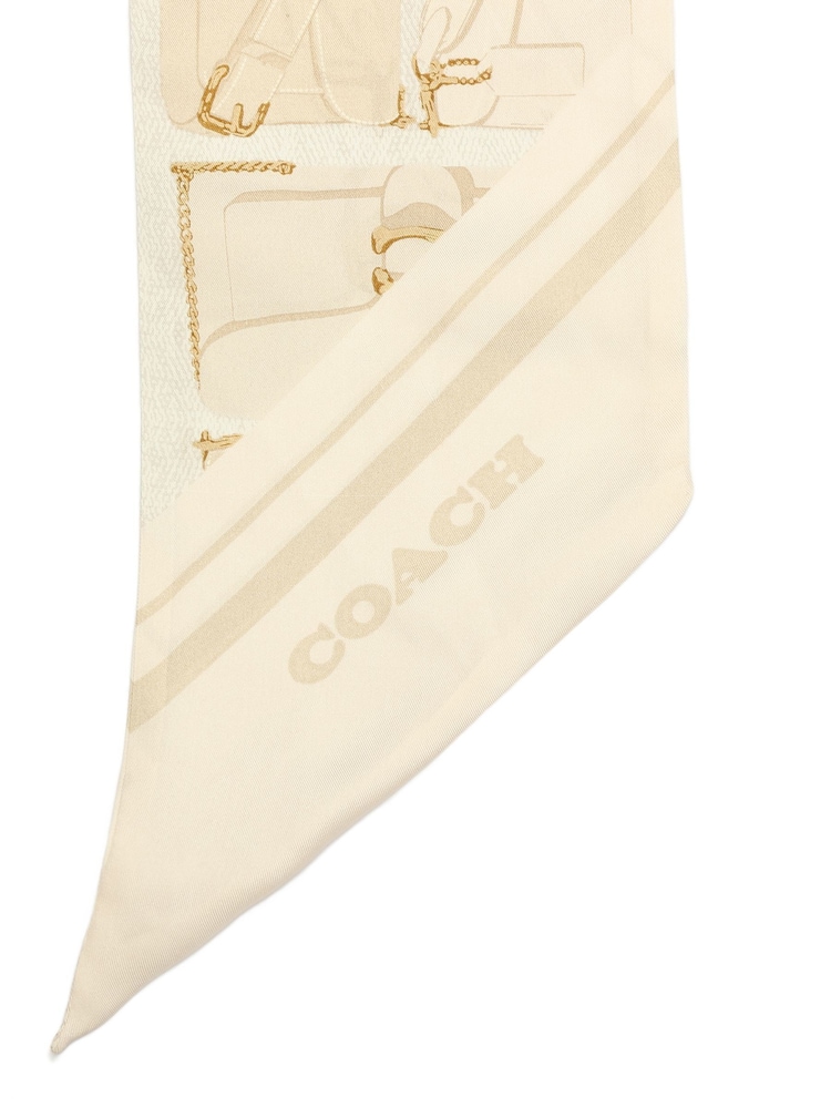 COACH Orange Tabby Printed Skinny Scarf - Image 5 of 5