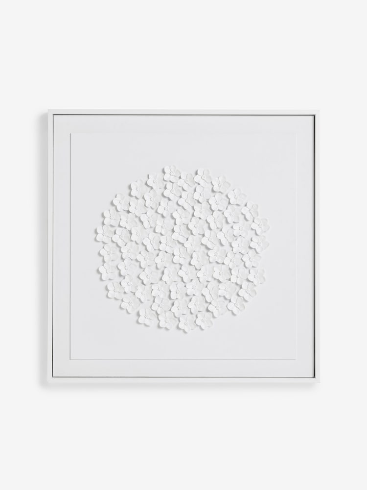 White 3D Acrylic Flowers Framed Wall Art - Image 4 of 6