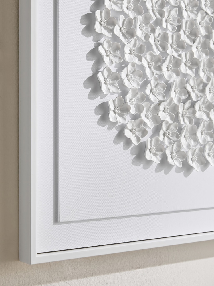 White 3D Acrylic Flowers Framed Wall Art - Image 5 of 6