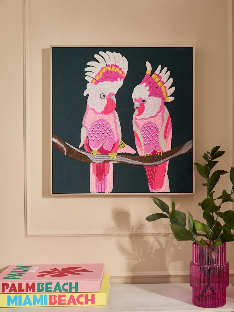 Multi Bright Embroided Cockatoo Wall Art - Image 2 of 4