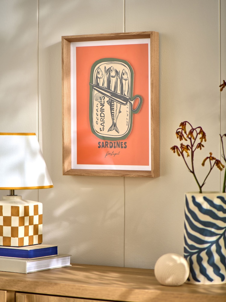 Orange Tinned Sardines Print Framed Wall Art - Image 2 of 5