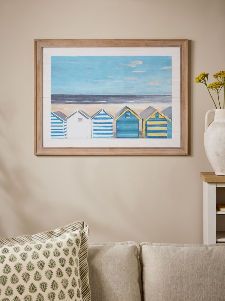 Blue Coastal Houses Framed Wall Art - Image 1 of 6