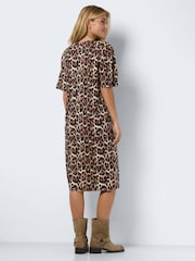 NOISY MAY Natural Leopard Print Oversized Midi T-Shirt Dress - Image 4 of 8