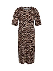 NOISY MAY Natural Leopard Print Oversized Midi T-Shirt Dress - Image 8 of 8