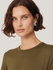 Jigsaw Dark Green Long Sleeve 100% Cotton Top - Image 2 of 4