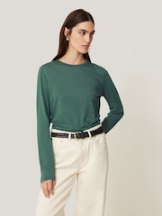 Jigsaw Green Long Sleeve 100% Cotton Top - Image 6 of 6