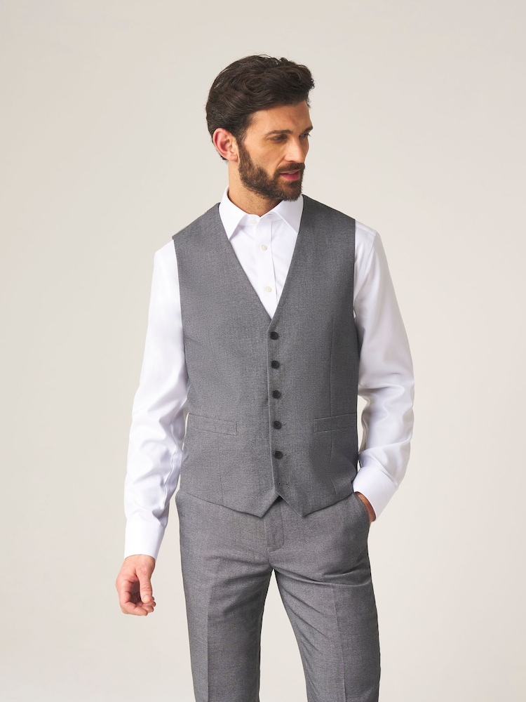 Skopes Light Grey Harcourt Single Breasted Tweed Effect Suit Waistcoat - Image 1 of 4
