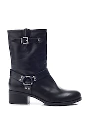 Moda In Pelle Ormie Mid Calf Leather Buckle Strap Boots - Image 1 of 4