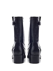 Moda In Pelle Ormie Mid Calf Leather Buckle Strap Boots - Image 3 of 4