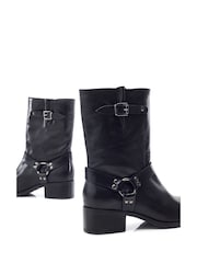 Moda In Pelle Ormie Mid Calf Leather Buckle Strap Boots - Image 4 of 4