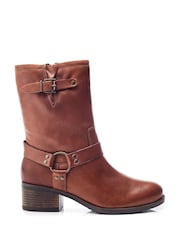 Moda In Pelle Ormie Mid Calf Leather Buckle Strap Boots - Image 1 of 4