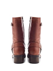 Moda In Pelle Ormie Mid Calf Leather Buckle Strap Boots - Image 3 of 4