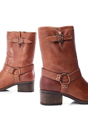 Moda In Pelle Ormie Mid Calf Leather Buckle Strap Boots - Image 4 of 4