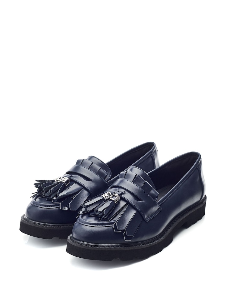 modra - Moda in Pelle Fleeche cepljen edini Tassle Trim Chunky mokasini - Slika 2 iz 4
