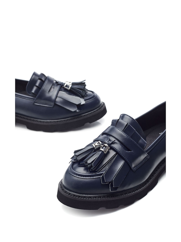 modra - Moda in Pelle Fleeche cepljen edini Tassle Trim Chunky mokasini - Slika 4 iz 4