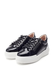 Moda in Pelle Banquette Glitz Detail Lace up Chunky Leather Trainers - Image 2 of 4