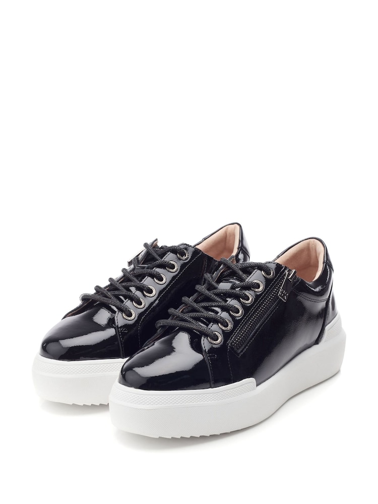 Moda in Pelle Banquette Glitz Detail Lace up Chunky Leather Trainers - Image 2 of 4
