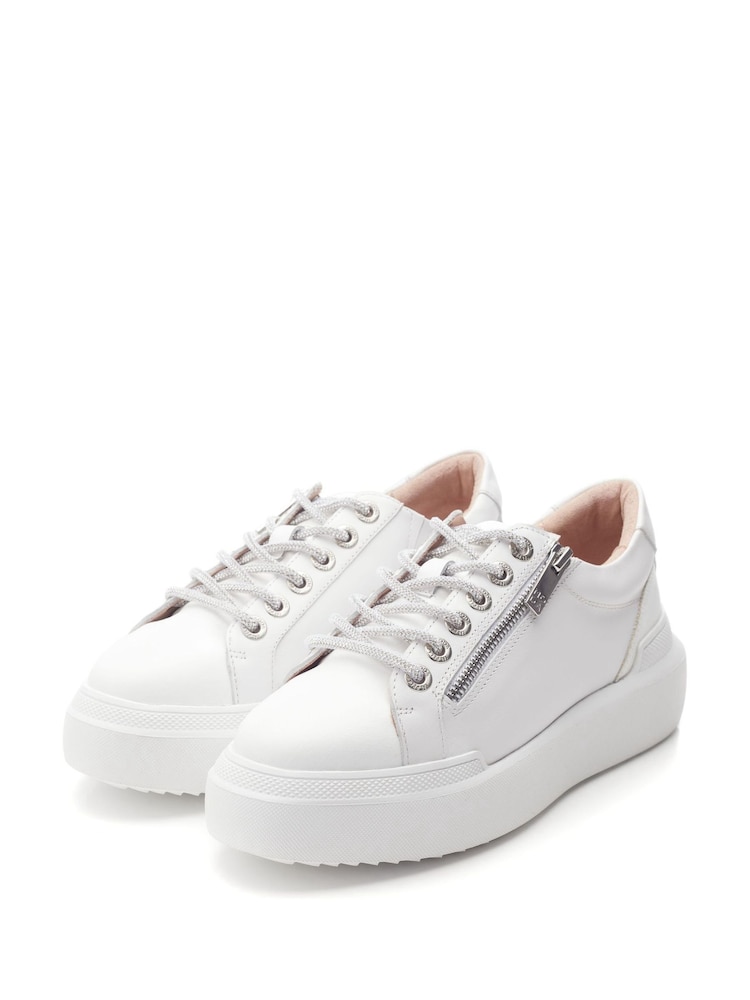 Moda in Pelle Banquette Glitz Detail Lace up Chunky Leather Trainers - Image 1 of 3
