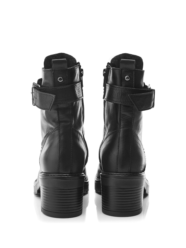 Moda In Pelle Beyza Lace Up Leather Biker Boots - Image 3 of 4