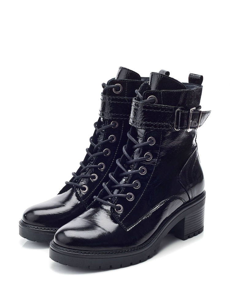 Moda In Pelle Beyza Lace Up Leather Biker Boots - Image 2 of 4