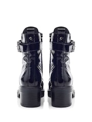 Moda In Pelle Beyza Lace Up Leather Biker Boots - Image 3 of 4