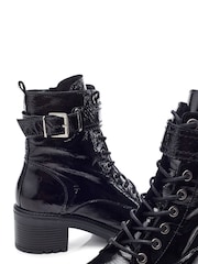 Moda In Pelle Beyza Lace Up Leather Biker Boots - Image 4 of 4