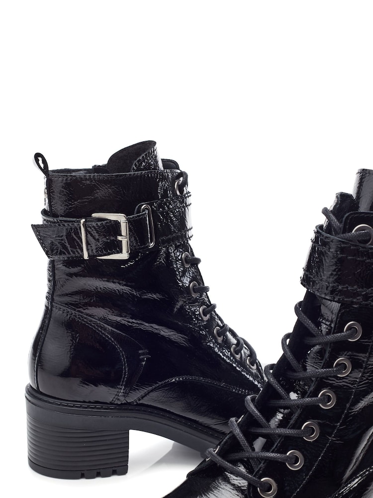Moda In Pelle Beyza Lace Up Leather Biker Boots - Image 4 of 4