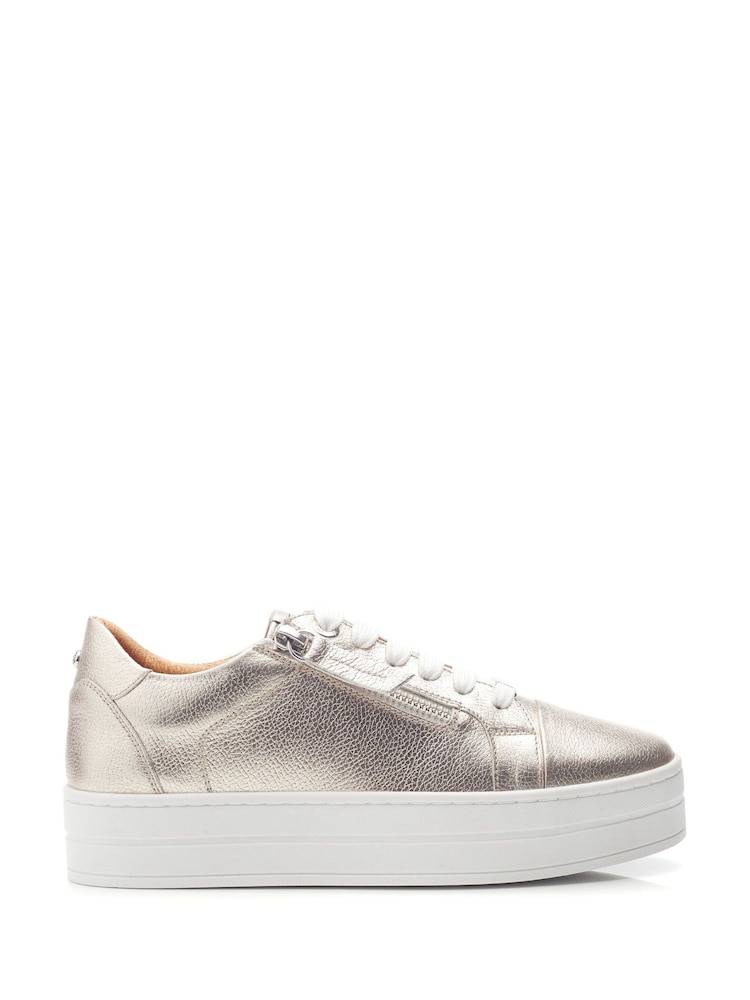 Moda In Pelle Abbiy Chunky Slab Sole Side Zip Lace Up Trainers - Image 1 of 4