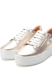 Moda In Pelle Abbiy Chunky Slab Sole Side Zip Lace Up Trainers - Image 2 of 4