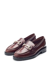Temno rdeča - Moda in Pelle Estephe Snaffle Trim Almond Toe usnje mokasini - Slika 3 iz 5