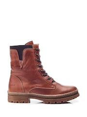 Moda In Pelle Odcombe Elastic Top Lace Up Biker Boots - Image 1 of 3