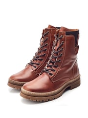 Moda In Pelle Odcombe Elastic Top Lace Up Biker Boots - Image 2 of 3