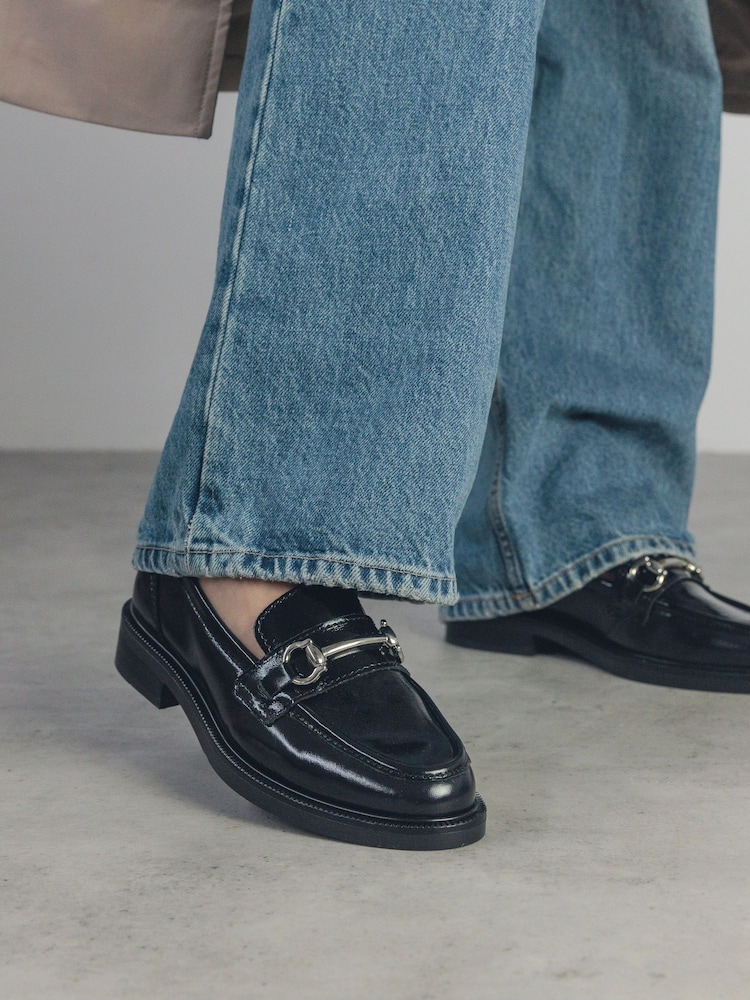 črna - Moda in Pelle Estephe Snaffle Trim Almond Toe usnje mokasini - Slika 1 iz 5
