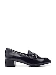 Moda in Pelle Coutance Block Heel Snaffle Trim Leather Loafers - Image 1 of 4