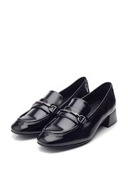 Moda in Pelle Coutance Block Heel Snaffle Trim Leather Loafers - Image 2 of 4