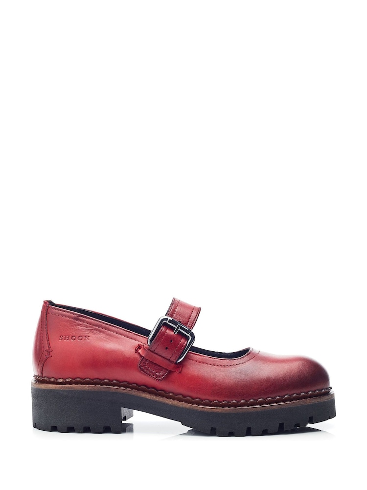 Moda in Pelle Red SH Emberley Mary Jane Leather Shoes With Cleated Sole - Image 1 of 4