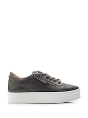Moda In Pelle Abbiy Chunky Slab Sole Side Zip Lace Up Trainers - Image 1 of 4