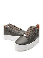 Moda In Pelle Abbiy Chunky Slab Sole Side Zip Lace Up Trainers - Image 4 of 4