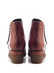 Moda In Pelle Olgar Rouched Wedge Leather Ankle Boots - Image 4 of 5