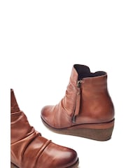 Moda In Pelle Olgar Rouched Wedge Leather Ankle Boots - Image 5 of 5