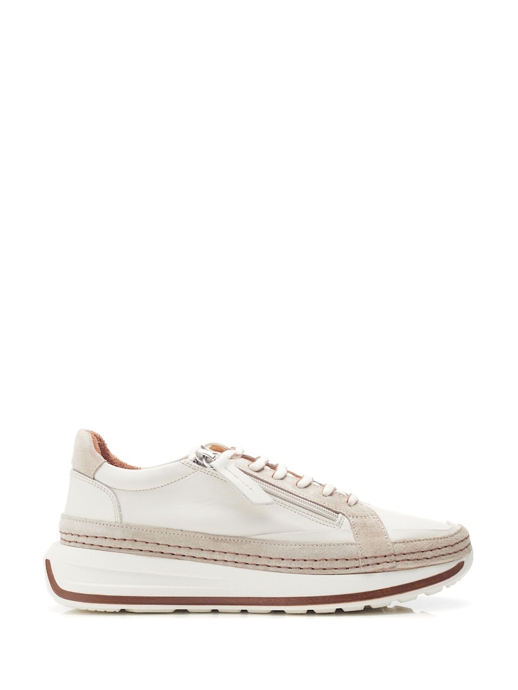 Moda in Pelle SH Dowlish Side Zip Contrast Panel Leather White Trainers - Image 1 of 4