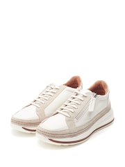 Moda in Pelle SH Dowlish Side Zip Contrast Panel Leather White Trainers - Image 2 of 4