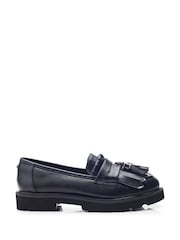 črna - Moda in Pelle Fleeche cepljen edini Tassle Trim Chunky mokasini - Slika 1 iz 4