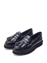 črna - Moda in Pelle Fleeche cepljen edini Tassle Trim Chunky mokasini - Slika 2 iz 4