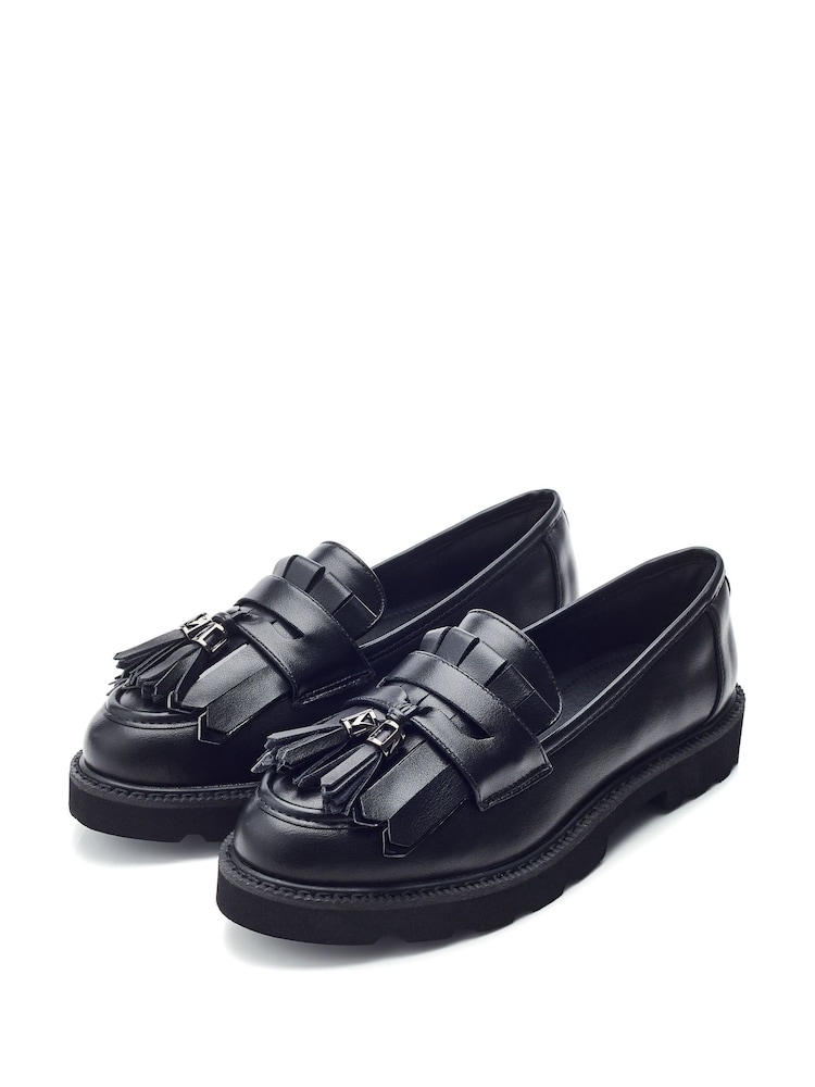 črna - Moda in Pelle Fleeche cepljen edini Tassle Trim Chunky mokasini - Slika 2 iz 4 črna - Moda in Pelle Fleeche cepljen edini Tassle Trim Chunky mokasini - Slika 2 iz 4