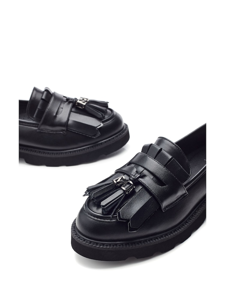 črna - Moda in Pelle Fleeche cepljen edini Tassle Trim Chunky mokasini - Slika 4 iz 4 črna - Moda in Pelle Fleeche cepljen edini Tassle Trim Chunky mokasini - Slika 4 iz 4