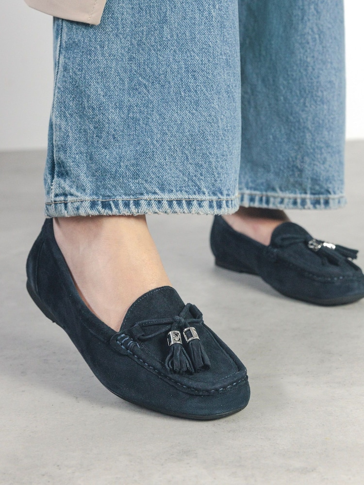 Mornarica - Moda in Pelle Famina Square Toe pentlja Tassel Trim Leather mokasini - Slika 1 iz 5 Mornarica - Moda in Pelle Famina Square Toe pentlja Tassel Trim Leather mokasini - Slika 1 iz 5