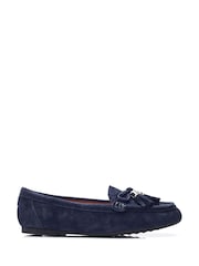 Mornarica - Moda in Pelle Famina Square Toe pentlja Tassel Trim Leather mokasini - Slika 2 iz 5