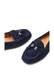 Mornarica - Moda in Pelle Famina Square Toe pentlja Tassel Trim Leather mokasini - Slika 5 iz 5
