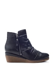 Moda In Pelle Olgar Rouched Wedge Leather Ankle Boots - Image 2 of 5